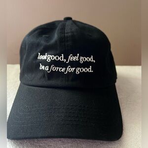 Black Embroidered Message Baseball Cap - Unbranded